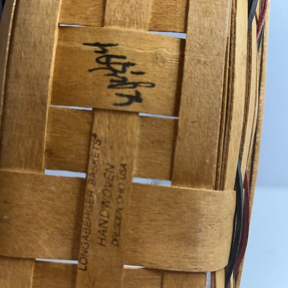 LONGABERGER BREAD BASKET w/Clear Plastic Protector & Rose Liner Signed 1994 - Picture 4 of 7